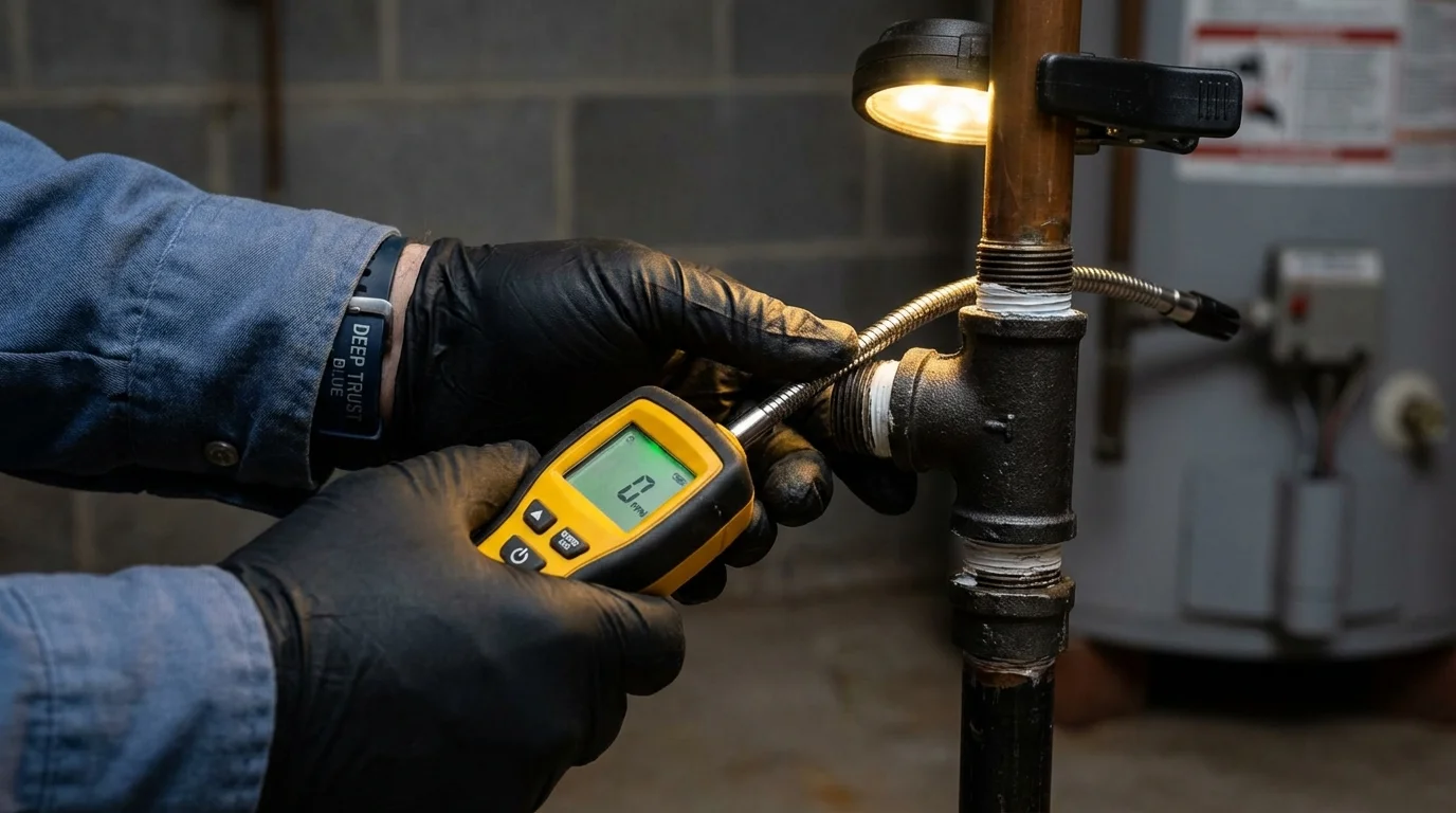 Gas leak detection with electronic sniffer by Johns Plumbing LLC in American Falls